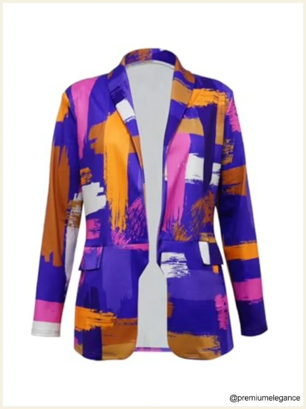 Women's Printed Open Front Blazer Business Casual Lightweight Long Sleeve